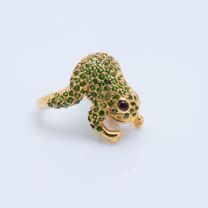 Bague grenouille en vermeil (925 millièmes),...