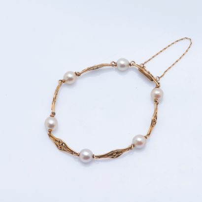 Bracelet en or jaune 18 carats (750 millièmes)...