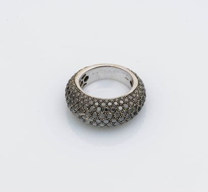Bague jonc en or gris 18 carats (750 millièmes)...