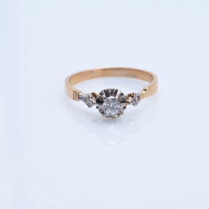 Bague en or jaune 18 carats (750 millièmes)...