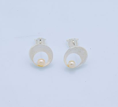 Paire de boucles d'oreilles en argent (925...