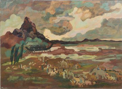 M. Bader (XXème siècle),
L'arche de Noé 

Huile...