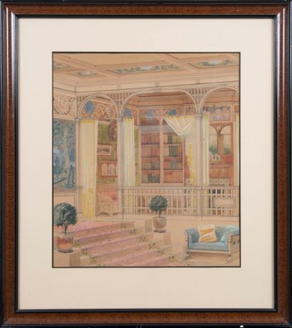Suite de deux aquarelles :

- intérieur de...