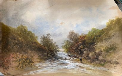 Ecole du XIXème siècle,

Paysages à la rivière

Paire...