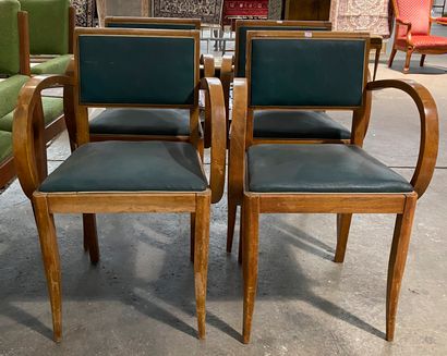 Suite de quatre fauteuils de bridge en bois...