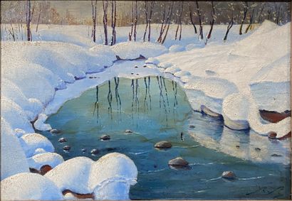 Lot comprenant : 

- Paysage, huile sur panneau,...
