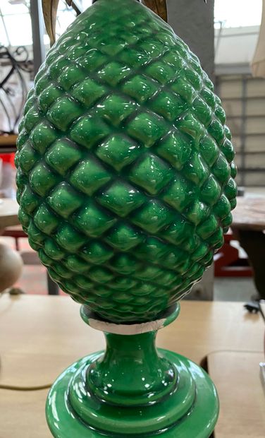 Lampe ananas en céramique émaillée verte,...