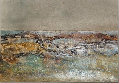 Lot comprenant : 

- Paysage abstrait, huile...