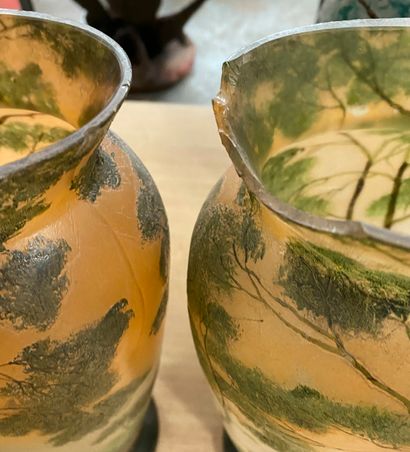 LEGRAS,

Paire de vases en verre multicouches...