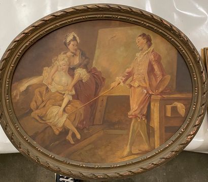 Ecole du XIXème siècle, dans le gout de Fragonnard,

Le...