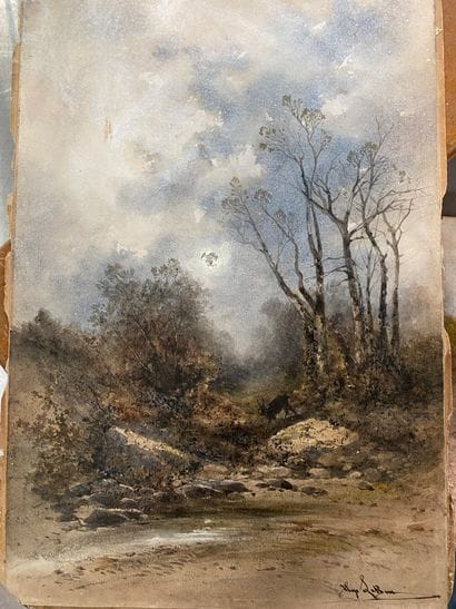 Ecole du XIXème siècle,

Paysages à la rivière

Paire...