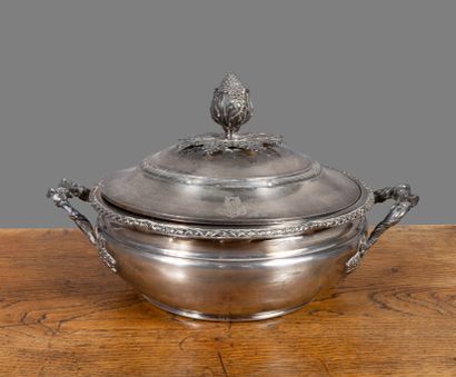 Légumier couvert en argent (925 millièmes)...