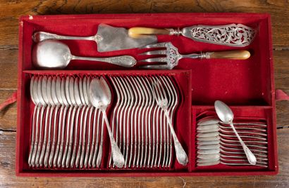 Ménagère en argent (925 millièmes) à décor...