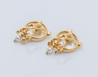 Paire de clips d’oreilles ourson en or jaune...