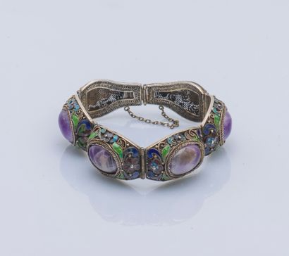 Bracelet articulé en argent (800 ‰) chaque...