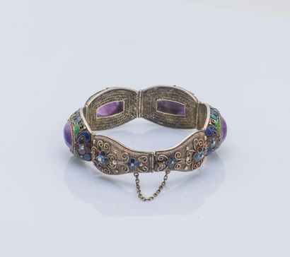 Bracelet articulé en argent (800 ‰) chaque...