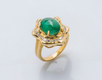 Bague fleur en or jaune 18 carats (750 ‰)...