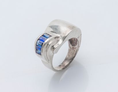 Bague pont en argent (800 ‰) ornée d’une...