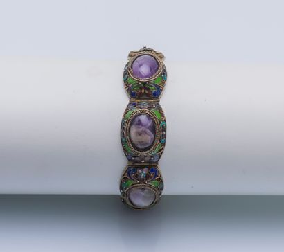 Bracelet articulé en argent (800 ‰) chaque...