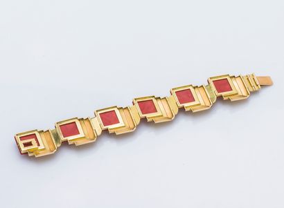 
Bracelet articulé en or jaune et or rose...