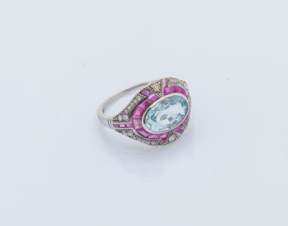 Bague en or gris 18 carats (750 ‰) et argent...