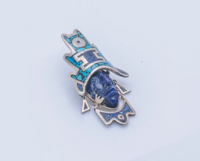 Important pendentif en argent (925 ‰) figurant...