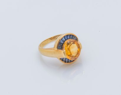 Bague en or jaune 18 carats (750 ‰) ornée...