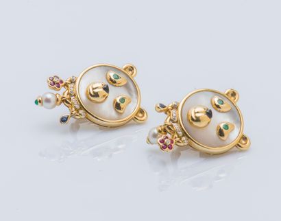 Paire de clips d’oreilles ourson en or jaune...