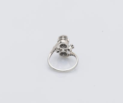 Bague toi et moi en or gris 18 carats (750...