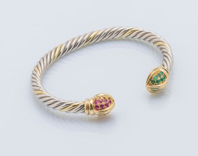 Bracelet jonc ouvert en acier torsadé, les...