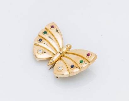Broche papillon en or jaune 18 carats (750...