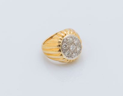Bague dôme en or jaune 18 carats (750 ‰),...