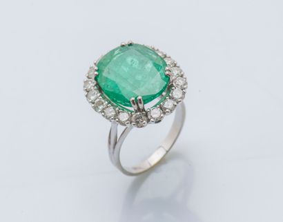 Bague fleur en or gris 18 carats (750 ‰)...
