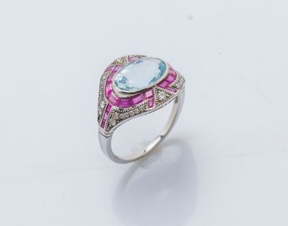 Bague en or gris 18 carats (750 ‰) et argent...