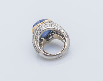 Bague jonc bombé en platine (950 ‰) et or...