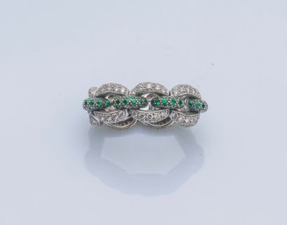 Bague souple articulée en or gris 18 carats...
