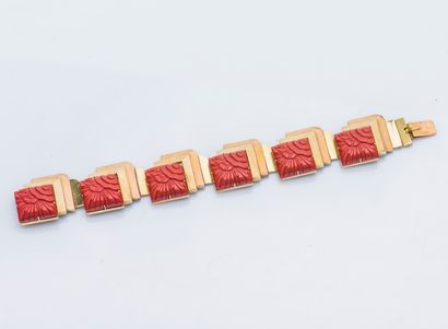 
Bracelet articulé en or jaune et or rose...