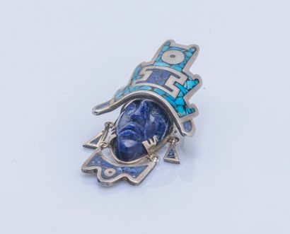 Important pendentif en argent (925 ‰) figurant...