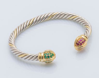 Bracelet jonc ouvert en acier torsadé, les...