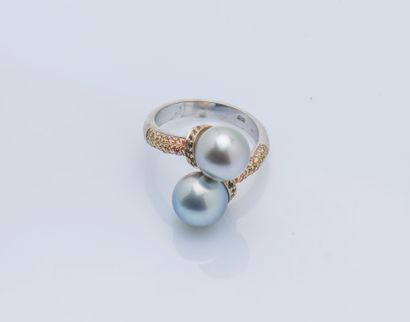 Bague formant un toi et moi en argent (925...