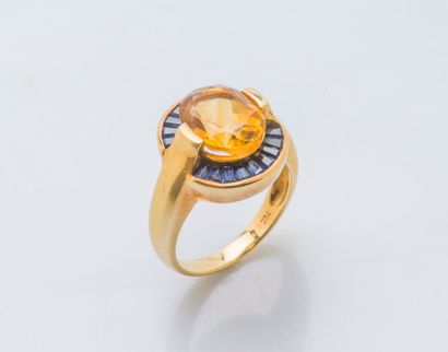 Bague en or jaune 18 carats (750 ‰) ornée...