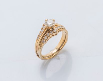 Bague à transformation en or jaune 14 carats...