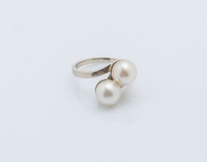Bague toi et moi en or gris 18 carats (750...