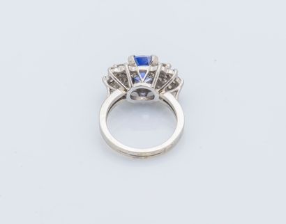 Bague en platine (950 ‰) sertie d’un saphir...