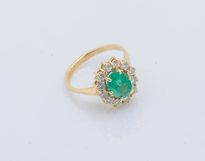 Bague fleur en or jaune 18 carats (750 ‰)...