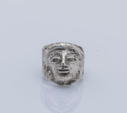 Bague bandeau en argent (800 ‰) ornée d’un...