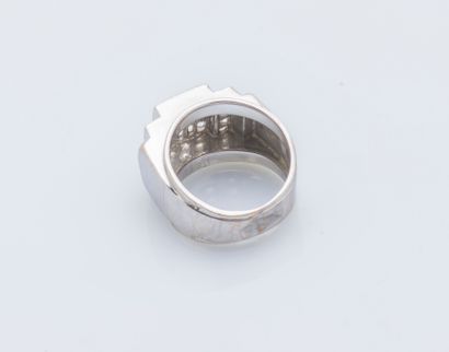 Bague tank en platine (950 ‰) et or gris...