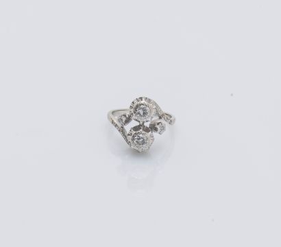 Bague toi et moi en or gris 18 carats (750...
