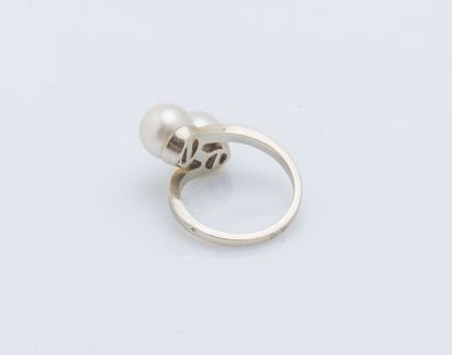 Bague toi et moi en or gris 18 carats (750...