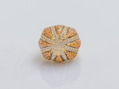 Bague boule en or jaune 18 carats (750 millièmes)...